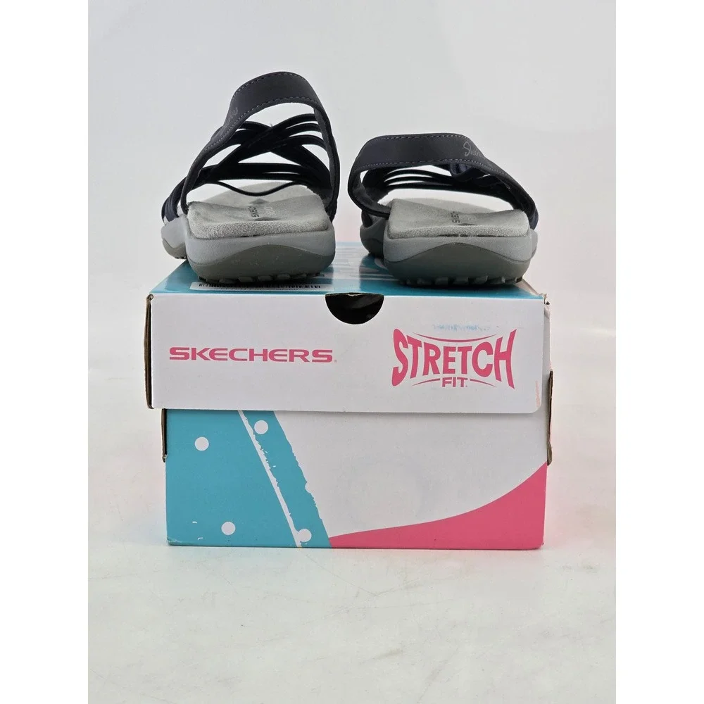 Skechers Reggae Slim Simply Stretch Sandals Womens 6 Navy Blue 163023 Excellent
